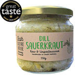 A jar of Bath Culture House Dill Sauerkraut on a white background with the 2024 Great Taste Award medal.