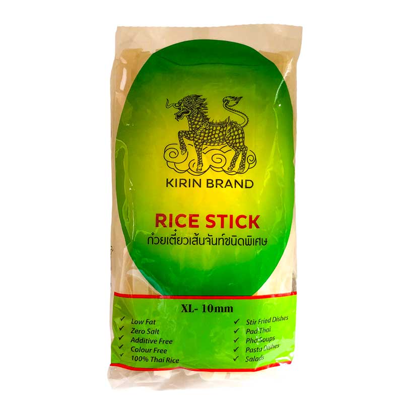 Picture of a 400g bag of Kirin Brand XL 10mm Rice Stick Noodles