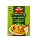A 100g pack of Maesri Pad Thai Sauce with a green box on a white background.