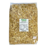A 1kg bag of Somerset Foodie Flaked Almonds in clear packaging with a label on a white background