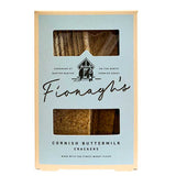 A 120g box of Fionagh's Cornish buttermilk crackers in an attractive light blue box with two windows showing crackers inside.