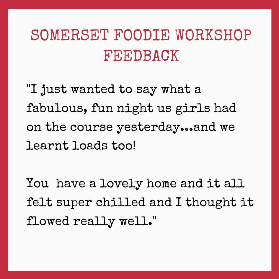 Good customer feedback for Somerset Foodie cookery classes