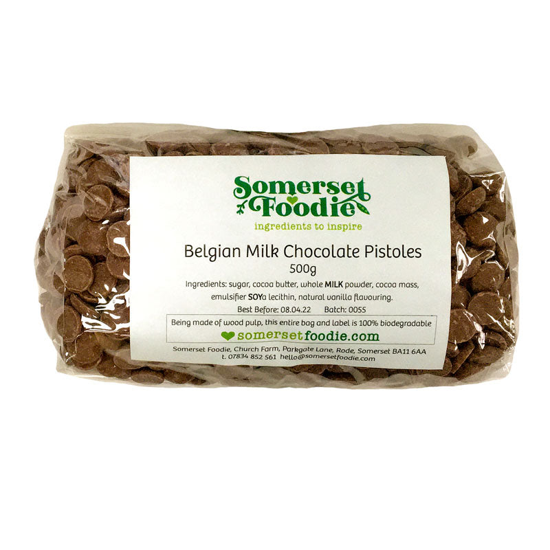 Somerset Foodie Begium Milk Chocolate Pistoles - Cooking Chocolate 500g 